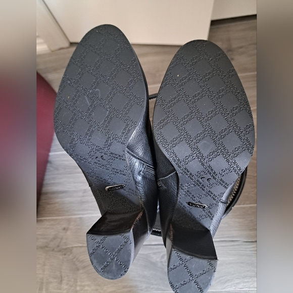 VIONIC LOLITA BLACK pebbled leather block high heel slouchy boots coastal SZ 7 - Picture 8 of 12